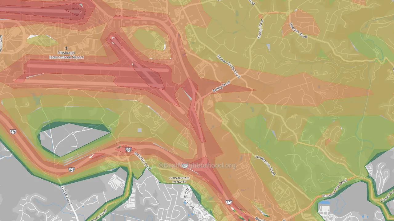 Coraopolis Heights, PA Map of Noise Levels in Coraopolis Heights
