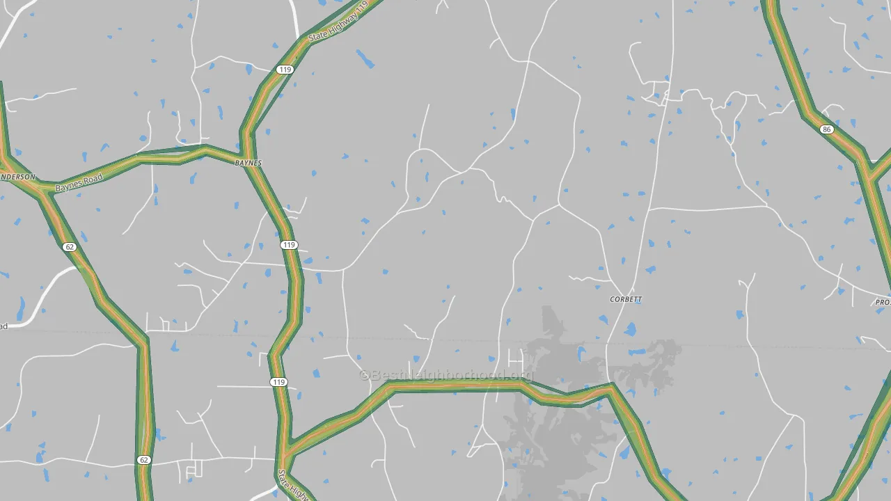 Corbett, NC Map of Noise Levels in Corbett