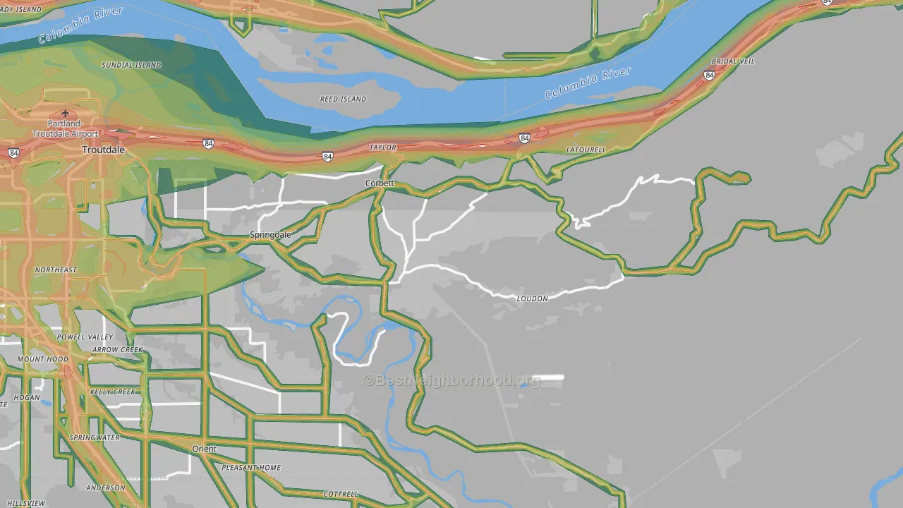 Corbett, OR Map of Noise Levels in Corbett