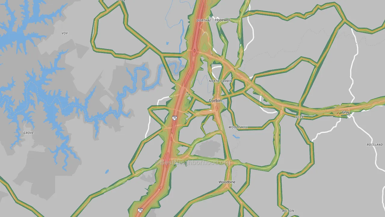 Corbin, KY Map of Noise Levels in Corbin