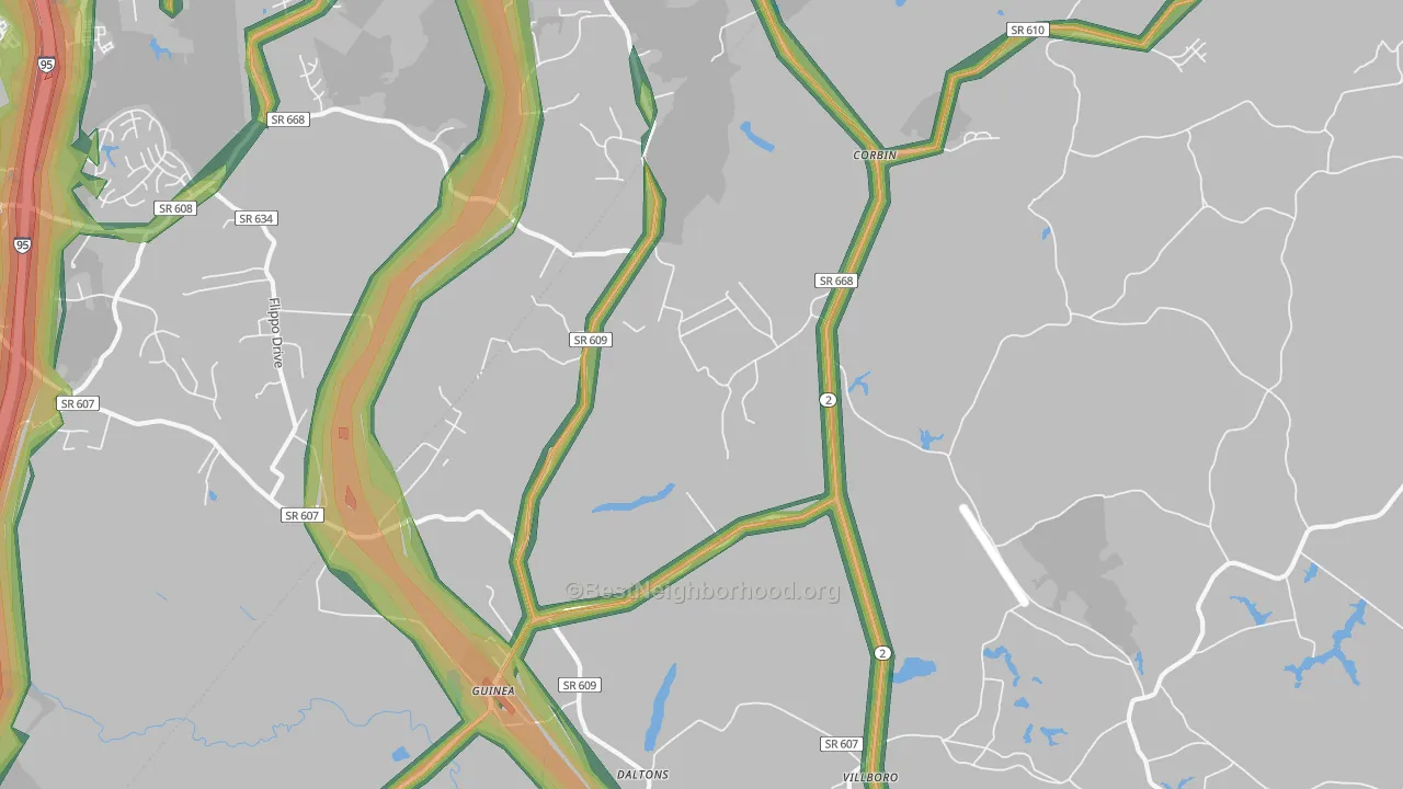 Corbin, VA Map of Noise Levels in Corbin