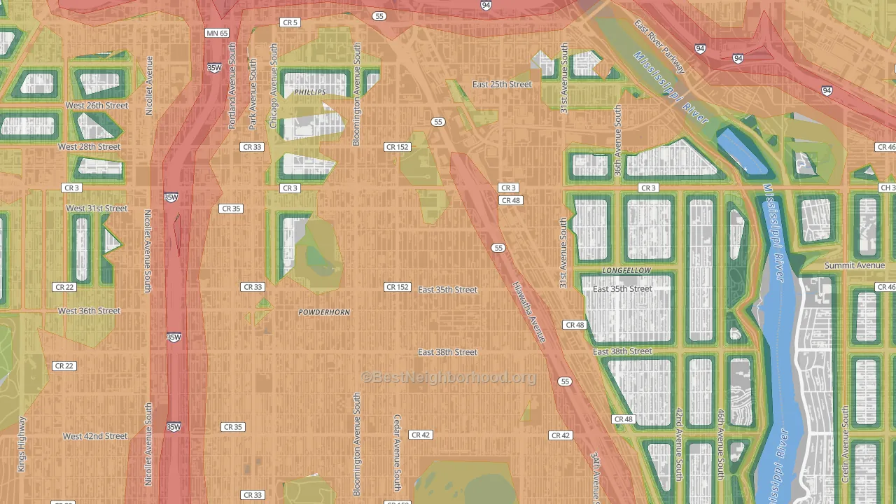 Corcoran, Minneapolis, MN Map of Noise Levels in Corcoran