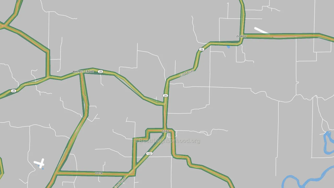 Cord, AR Map of Noise Levels in Cord