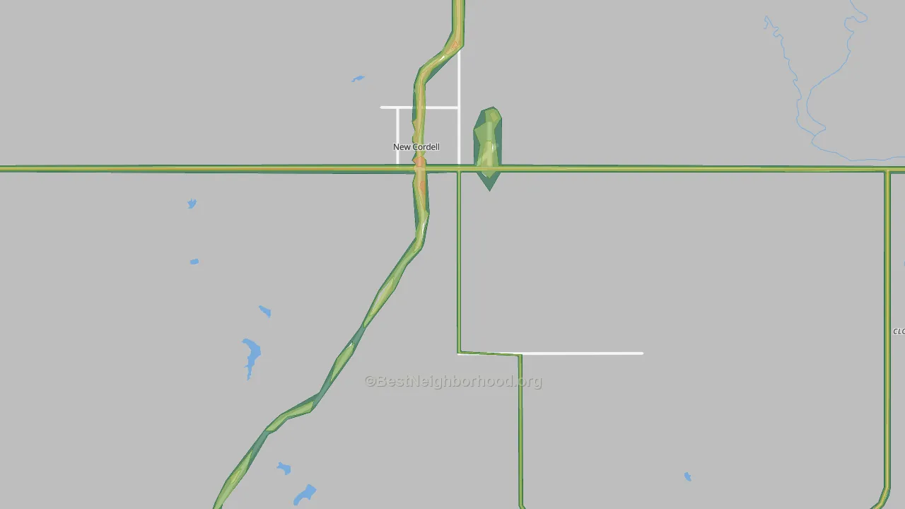 Cordell, OK Map of Noise Levels in Cordell