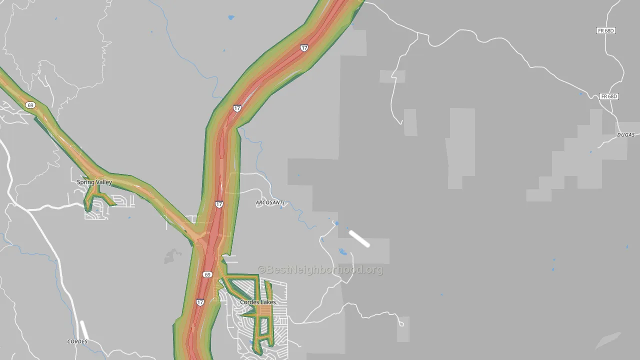 Cordes Junction, AZ Map of Noise Levels in Cordes Junction