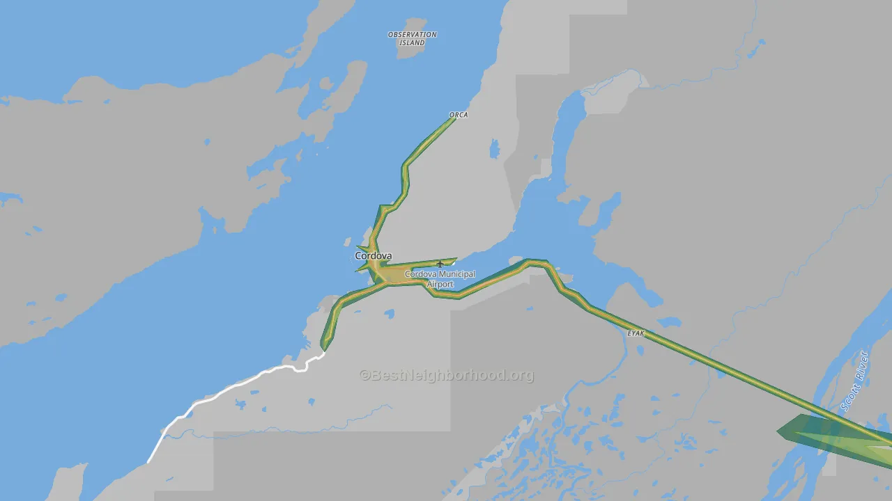 Cordova, AK Map of Noise Levels in Cordova