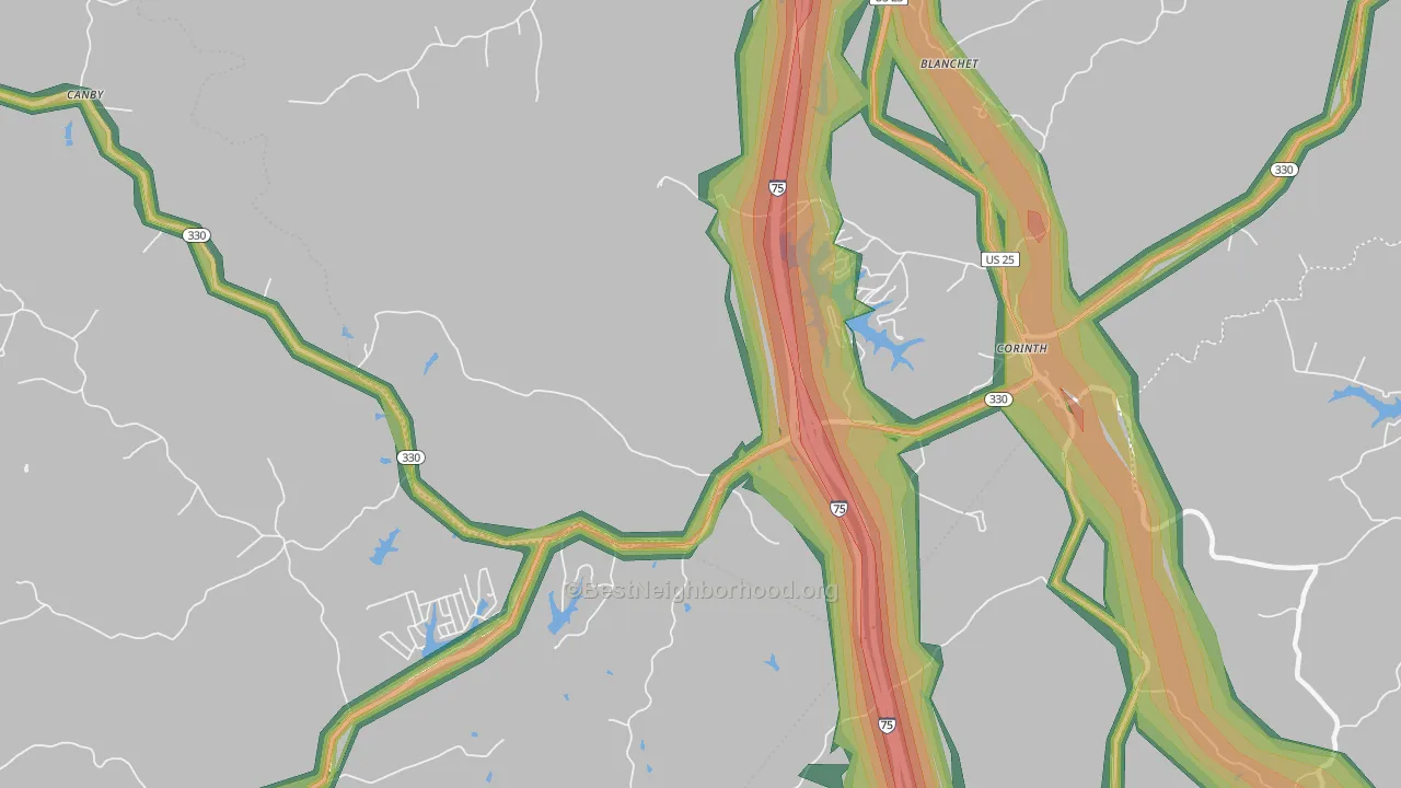 Cordova, KY Map of Noise Levels in Cordova