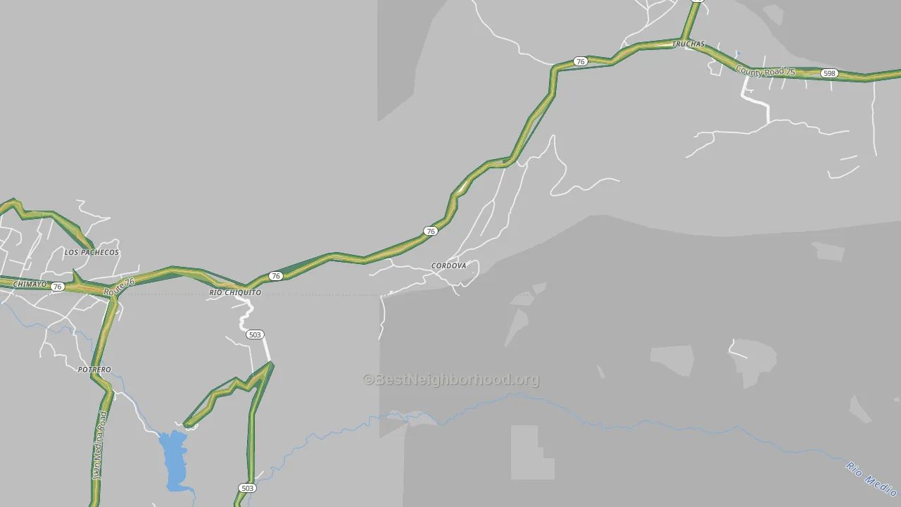 Cordova, NM Map of Noise Levels in Cordova
