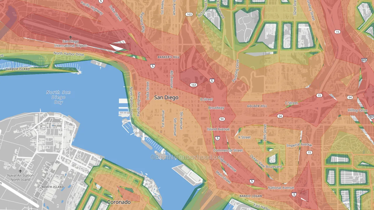 Core, San Diego, CA Map of Noise Levels in Core