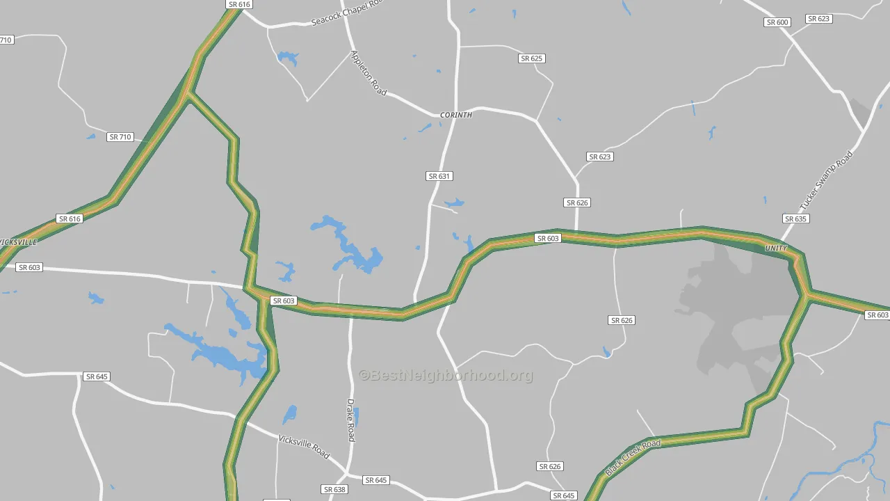 Corinth, VA Map of Noise Levels in Corinth