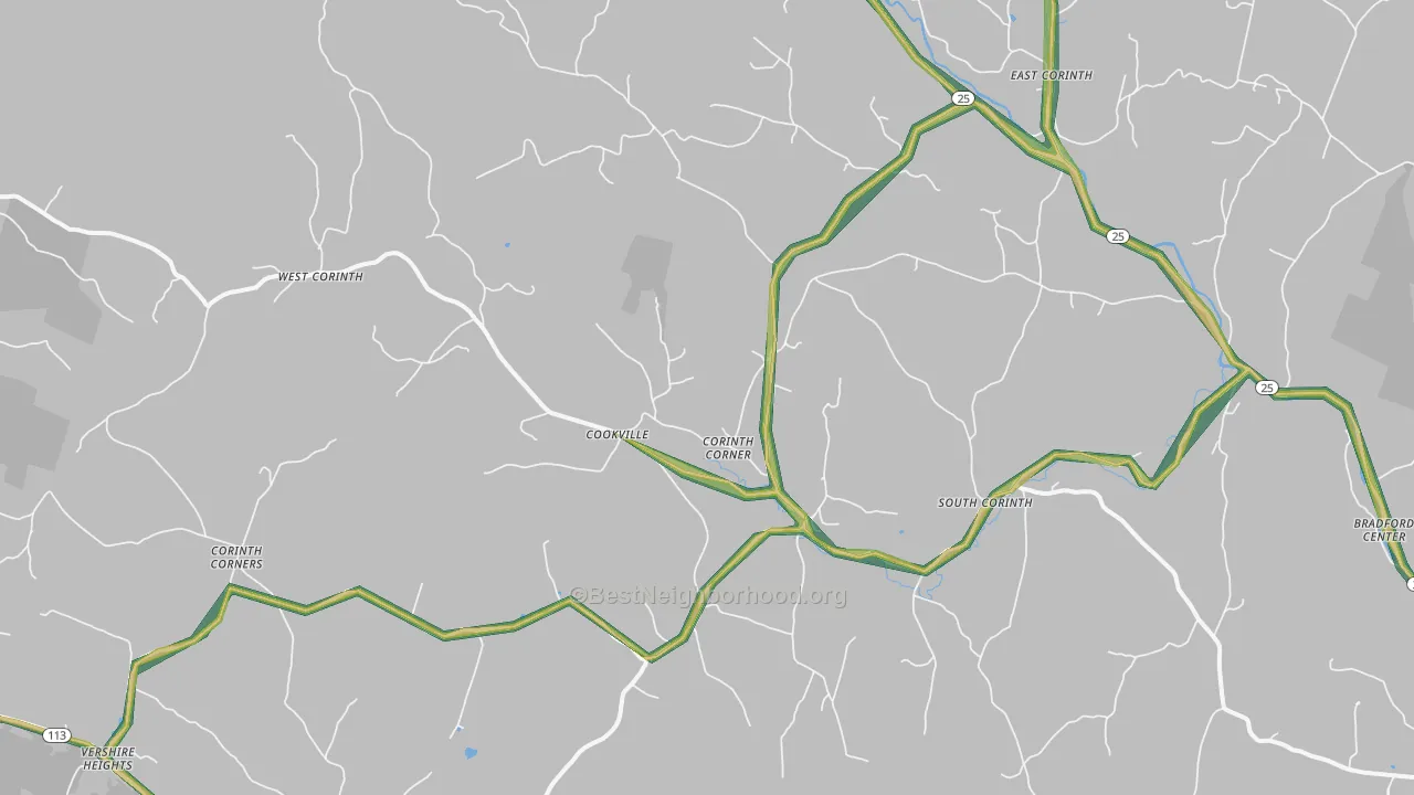 Corinth, VT Map of Noise Levels in Corinth