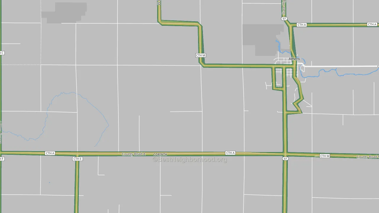 Corinth, WI Map of Noise Levels in Corinth