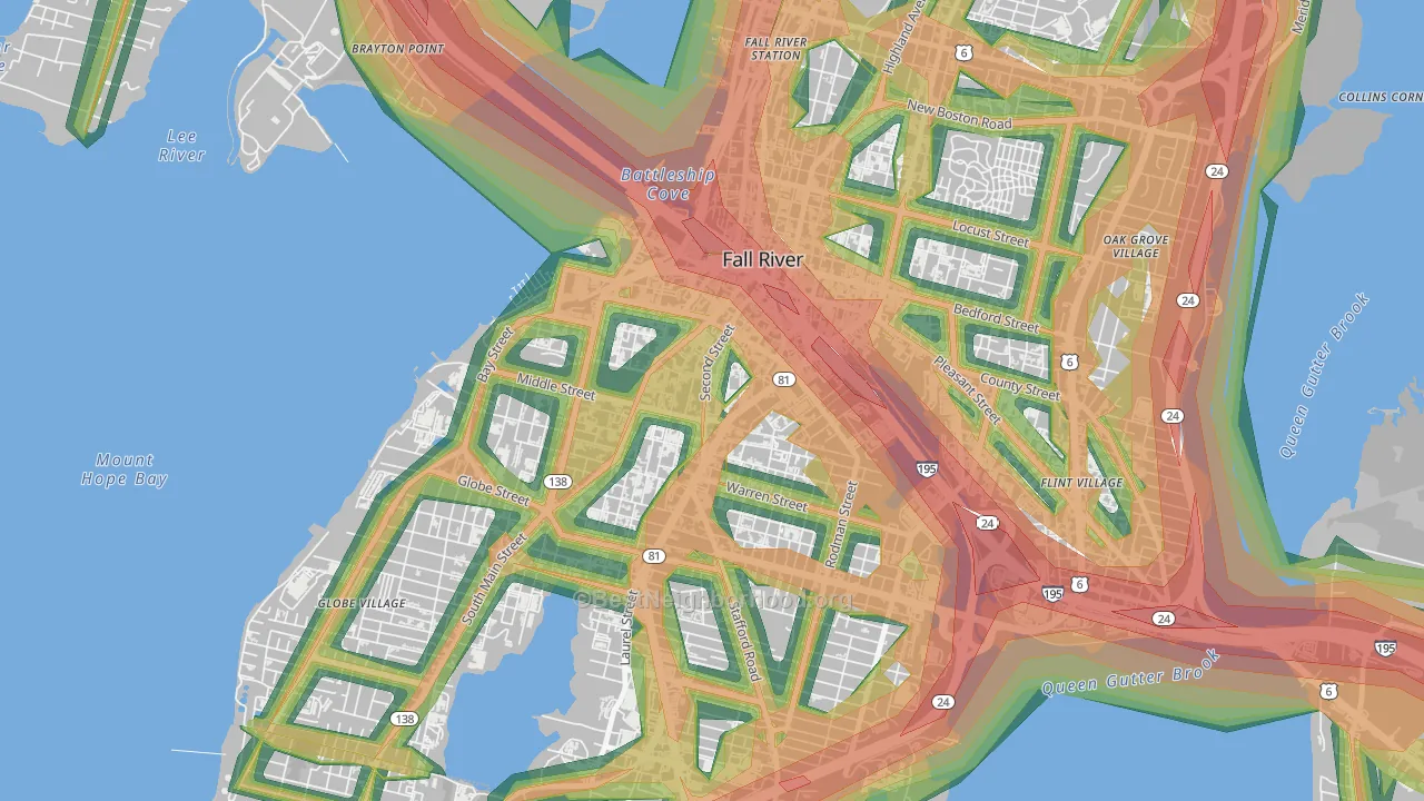 Corky Row, Fall River, MA Map of Noise Levels in Corky Row