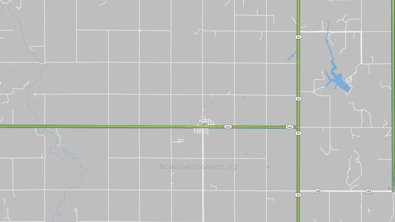 Corn, OK Map of Noise Levels in Corn