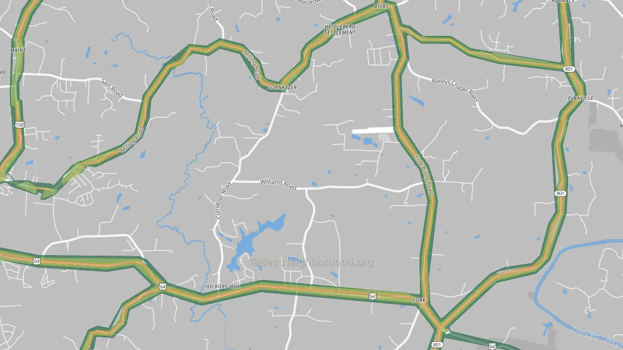 Cornatzer, NC Map of Noise Levels in Cornatzer