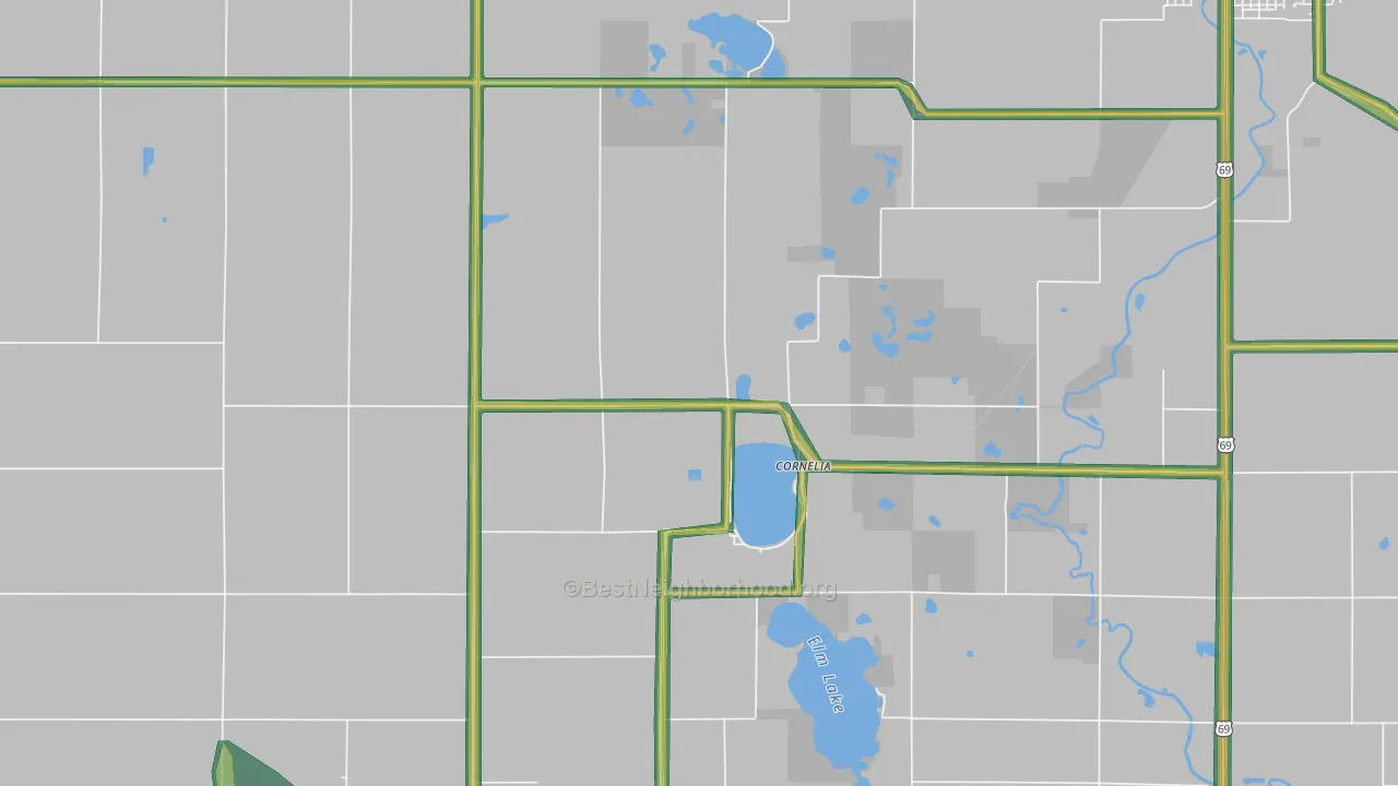 Cornelia, IA Map of Noise Levels in Cornelia