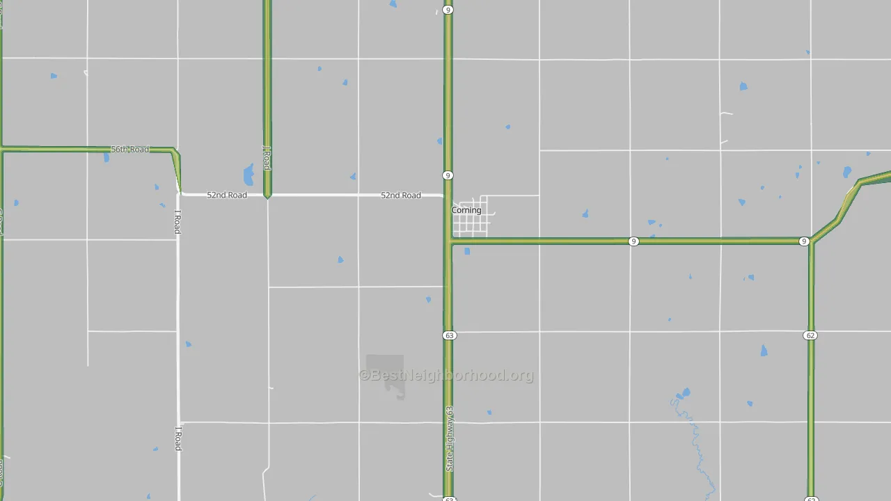 Corning, KS Map of Noise Levels in Corning