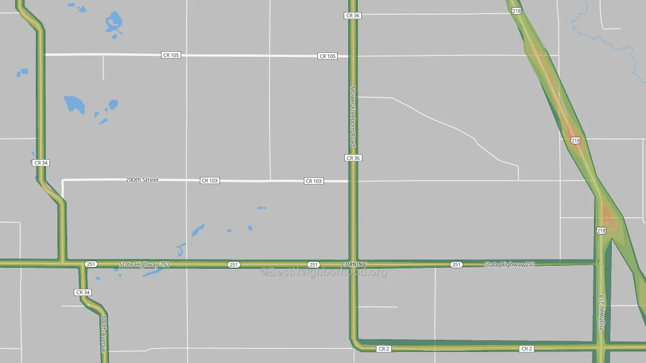 Corning, MN Map of Noise Levels in Corning