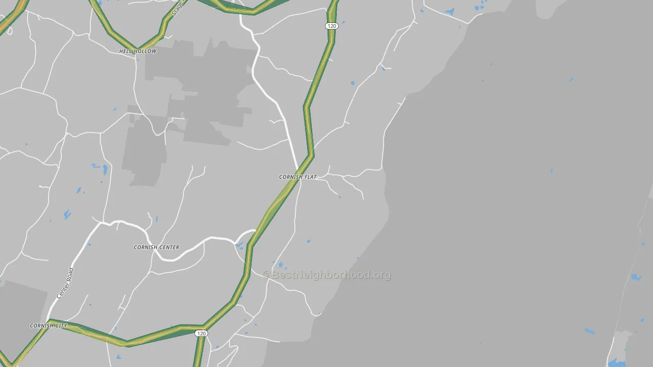 Cornish Flat, NH Map of Noise Levels in Cornish Flat