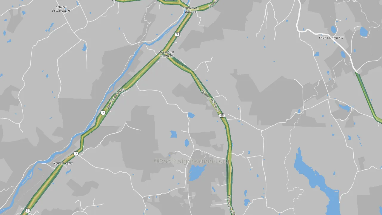 Cornwall Bridge, CT Map of Noise Levels in Cornwall Bridge