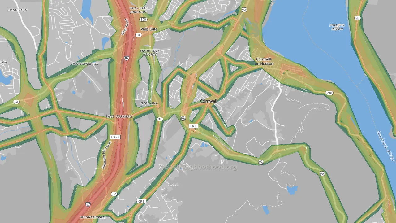 Cornwall, NY Map of Noise Levels in Cornwall