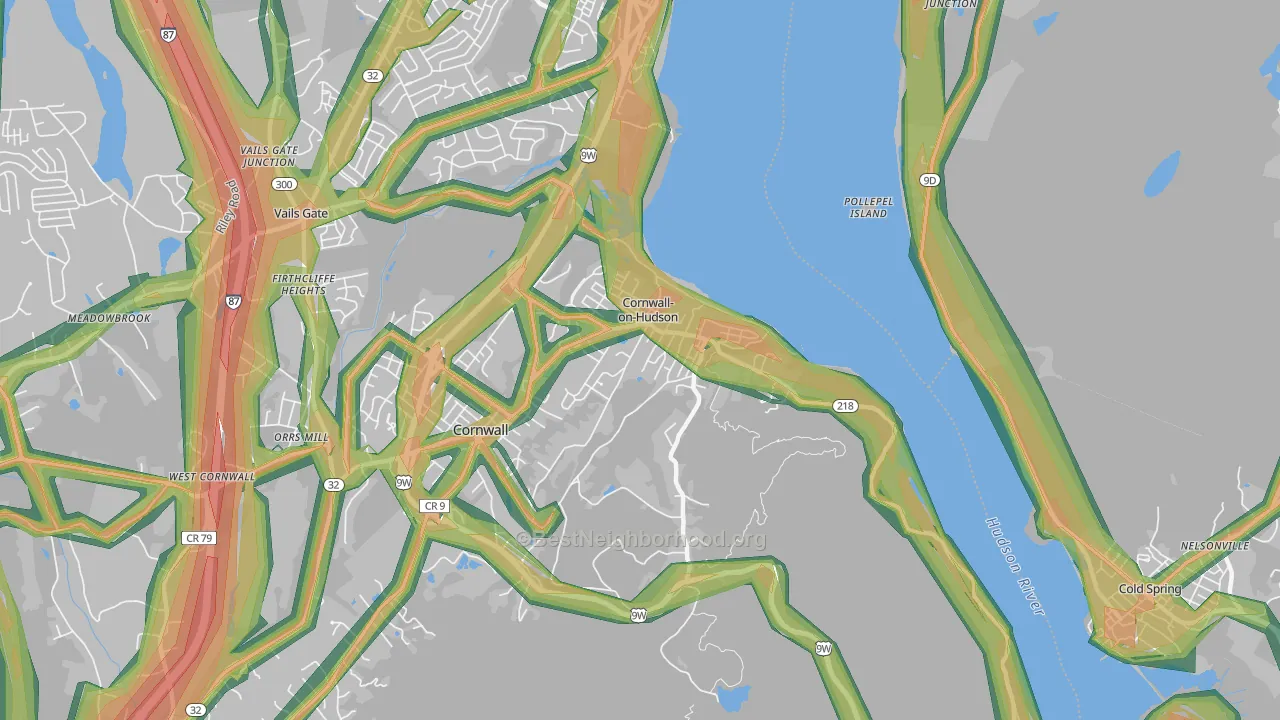 Cornwall On Hudson, NY Map of Noise Levels in Cornwall On Hudson
