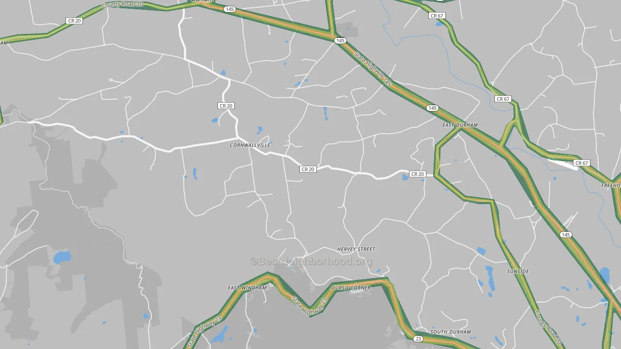 Cornwallville, NY Map of Noise Levels in Cornwallville