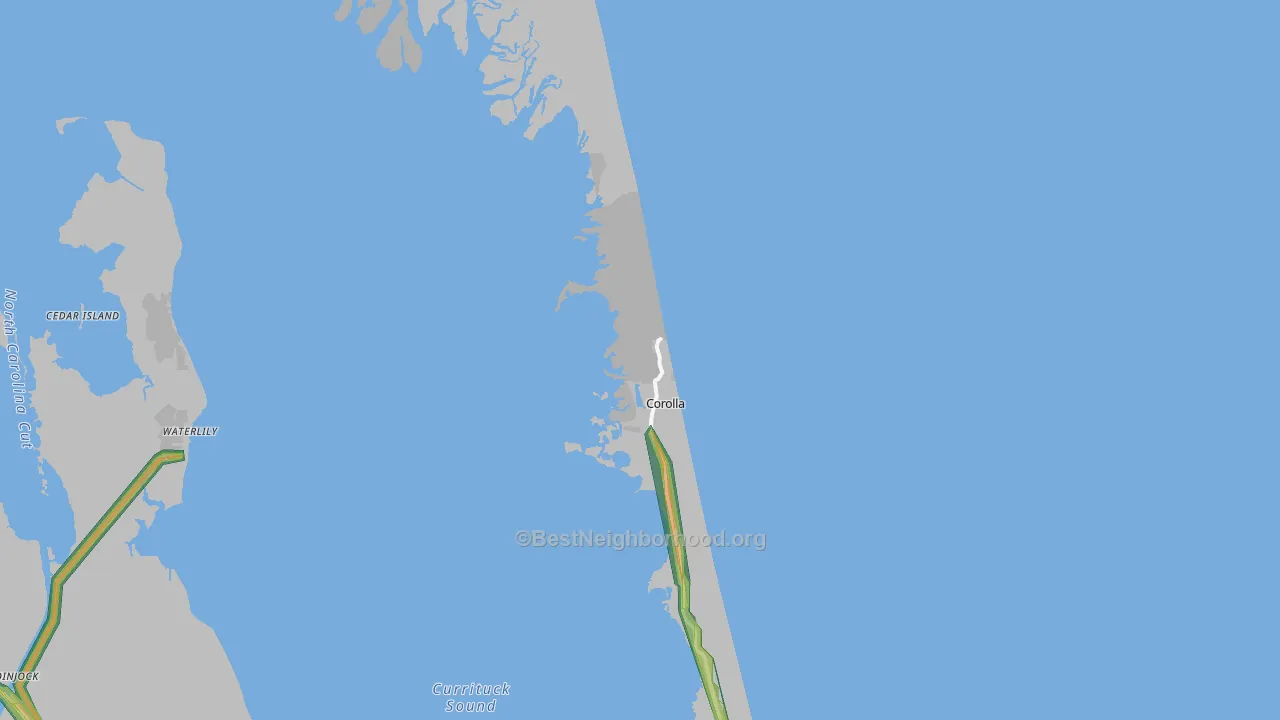 Corolla, NC Map of Noise Levels in Corolla
