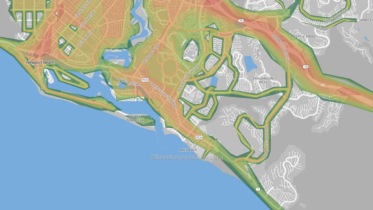 Corona Del Mar, CA Map of Noise Levels in Corona Del Mar