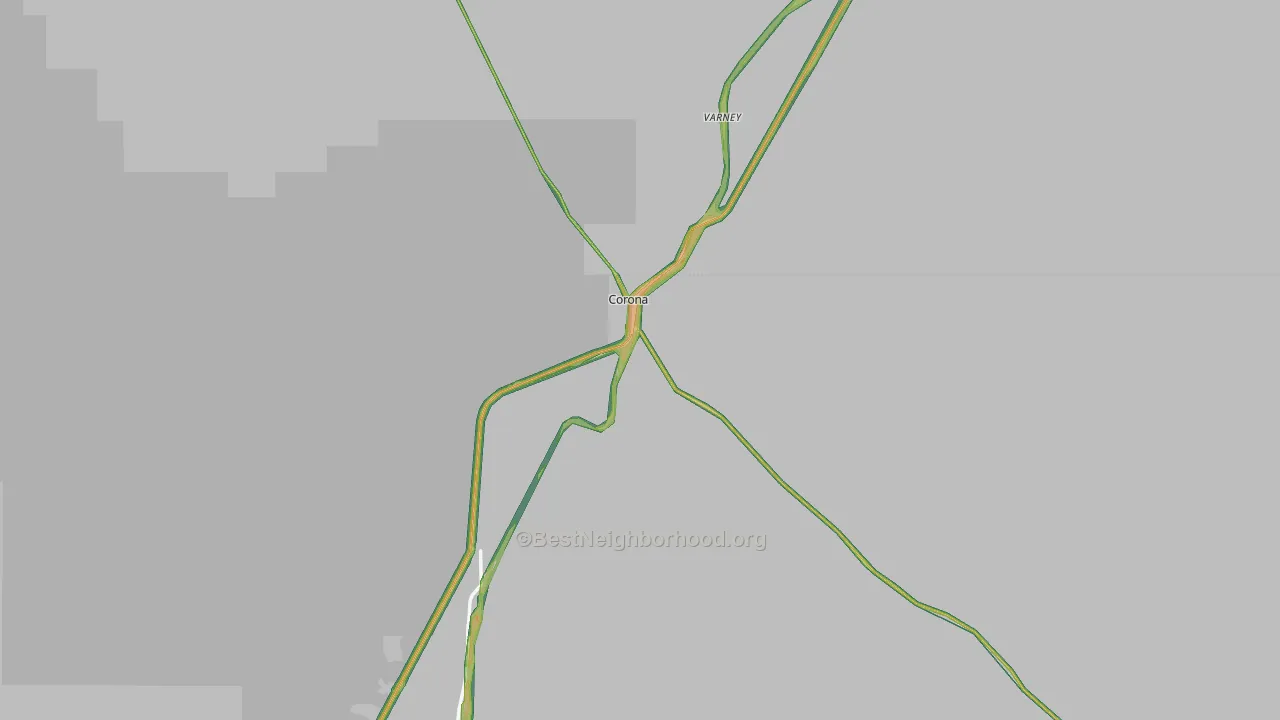 Corona, NM Map of Noise Levels in Corona