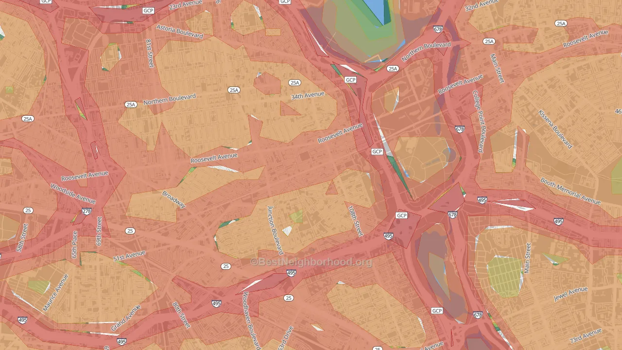 Corona, Queens, NY Map of Noise Levels in Corona