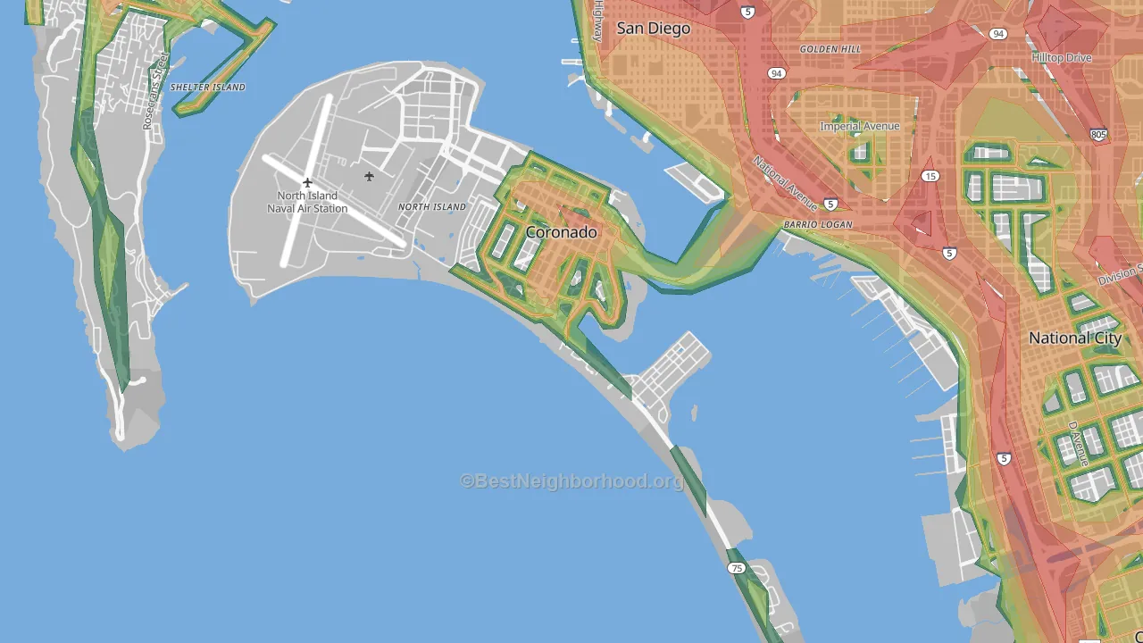 Coronado, CA Map of Noise Levels in Coronado