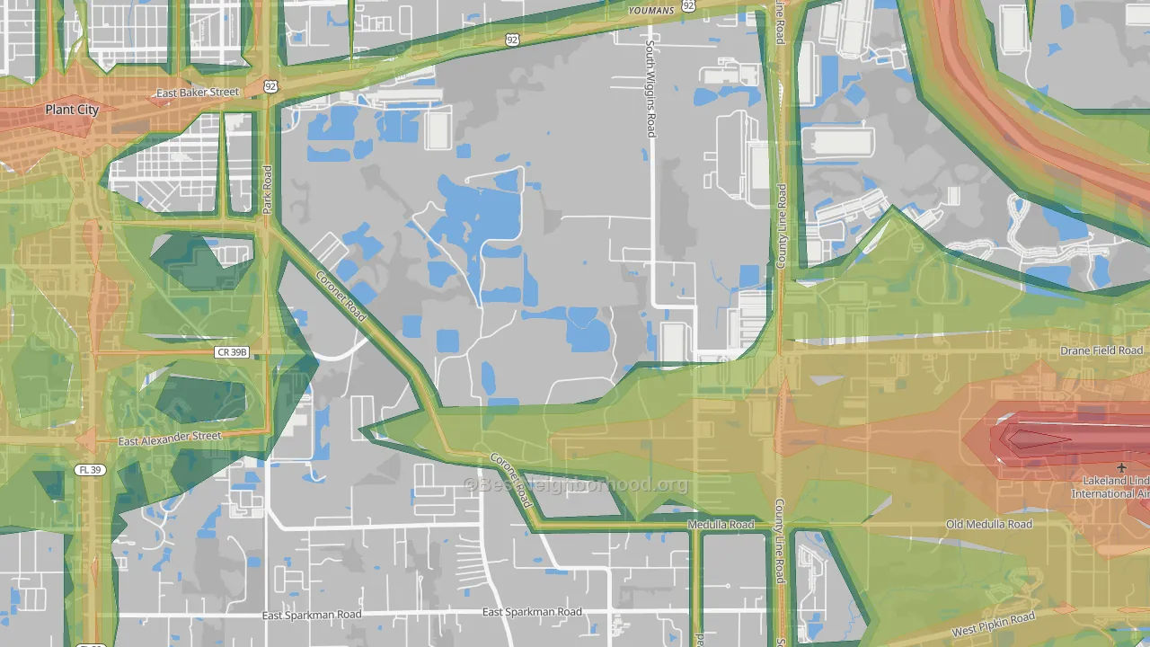 Coronet, FL Map of Noise Levels in Coronet