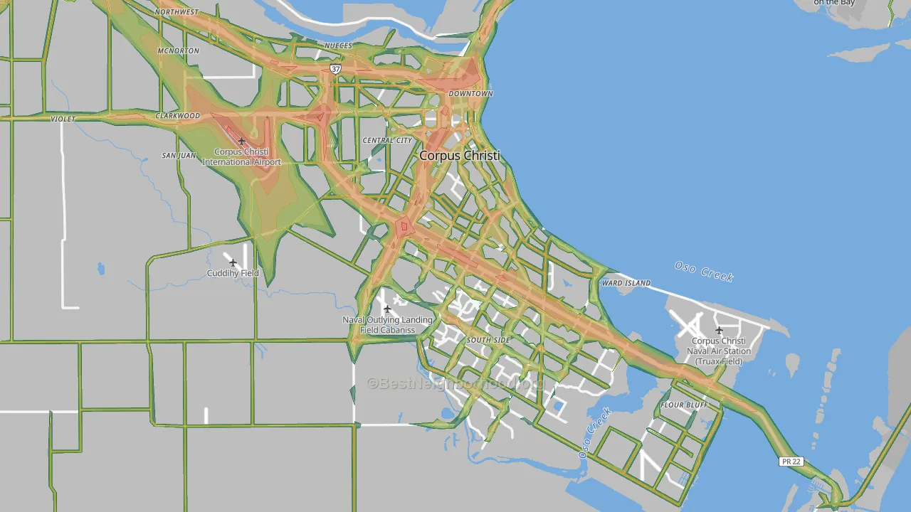 Corpus Christi, TX Map of Noise Levels in Corpus Christi