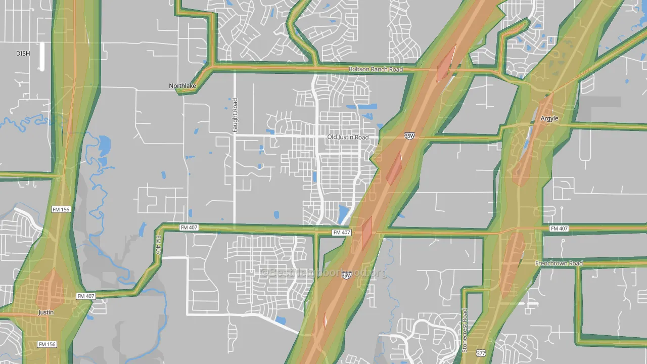 Corral City, TX Map of Noise Levels in Corral City