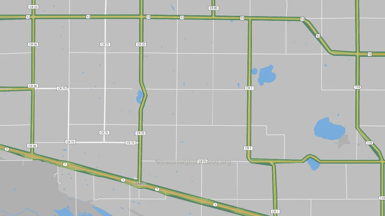 Correll, MN Map of Noise Levels in Correll