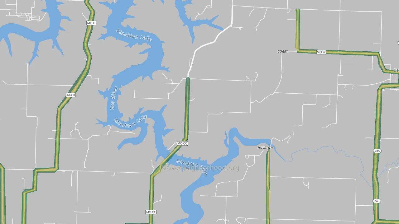 Corry, MO Map of Noise Levels in Corry