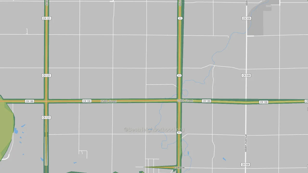 Corson, SD Map of Noise Levels in Corson