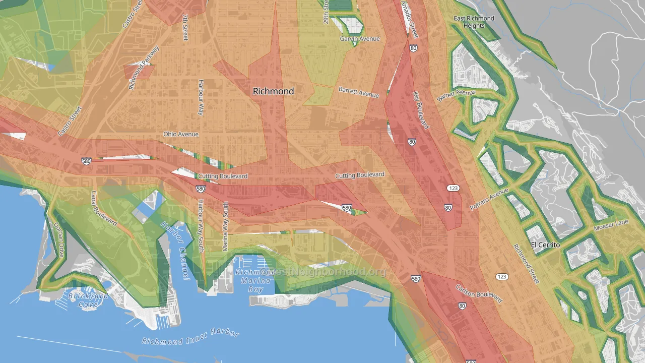 Cortez-Stege, Richmond, CA Map of Noise Levels in Cortez-Stege