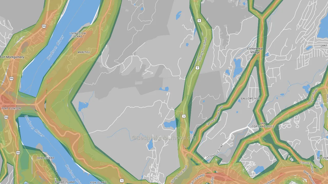 Cortlandt, NY Map of Noise Levels in Cortlandt