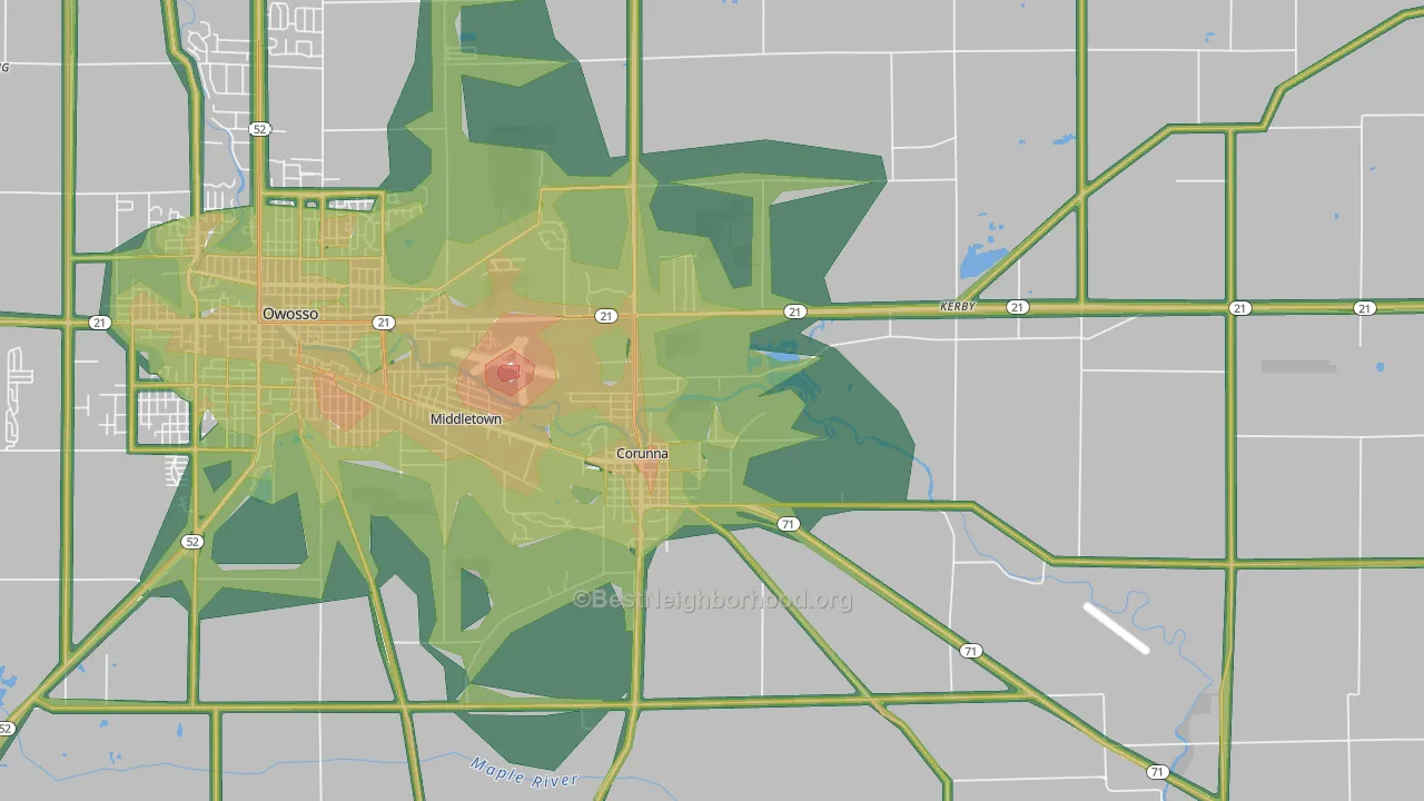 Corunna, MI Map of Noise Levels in Corunna
