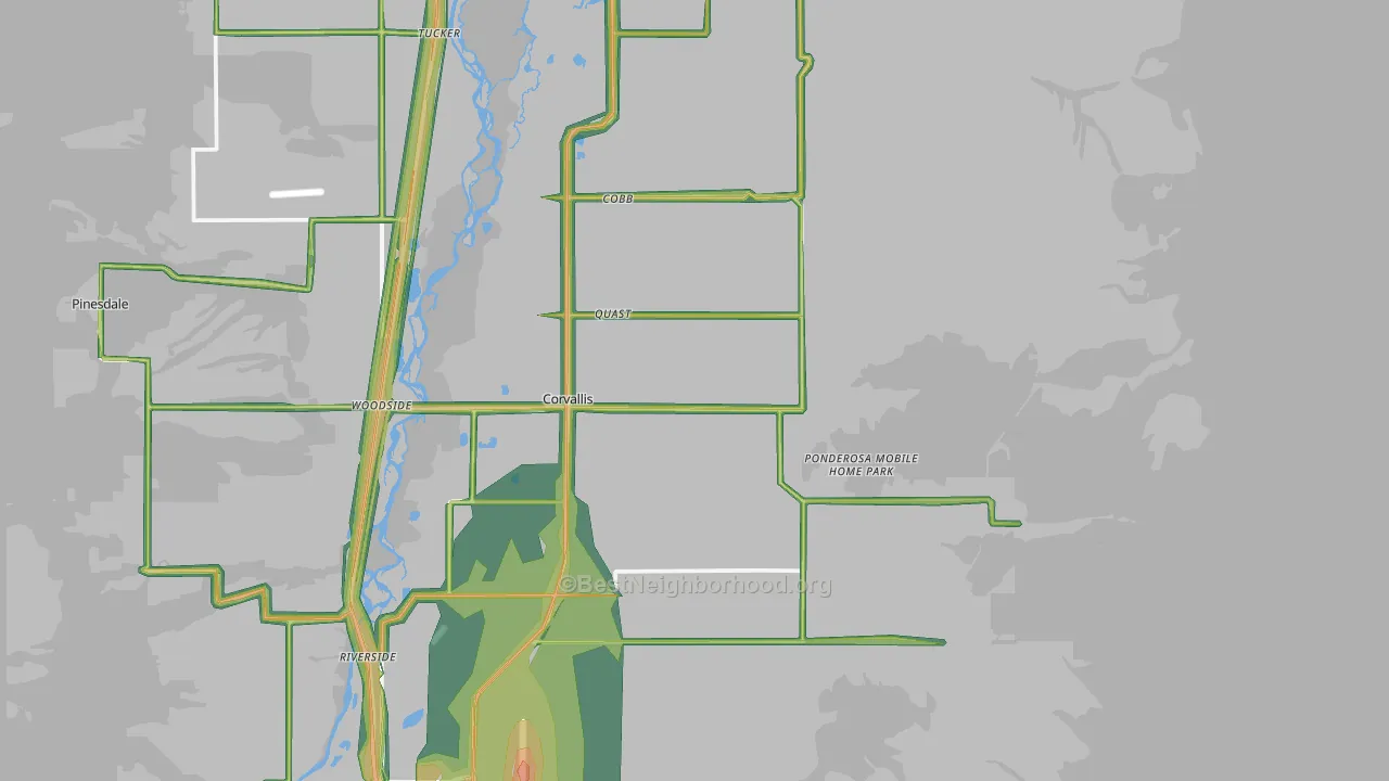 Corvallis, MT Map of Noise Levels in Corvallis