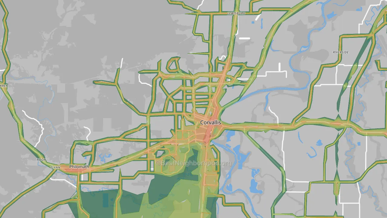 Corvallis, OR Map of Noise Levels in Corvallis