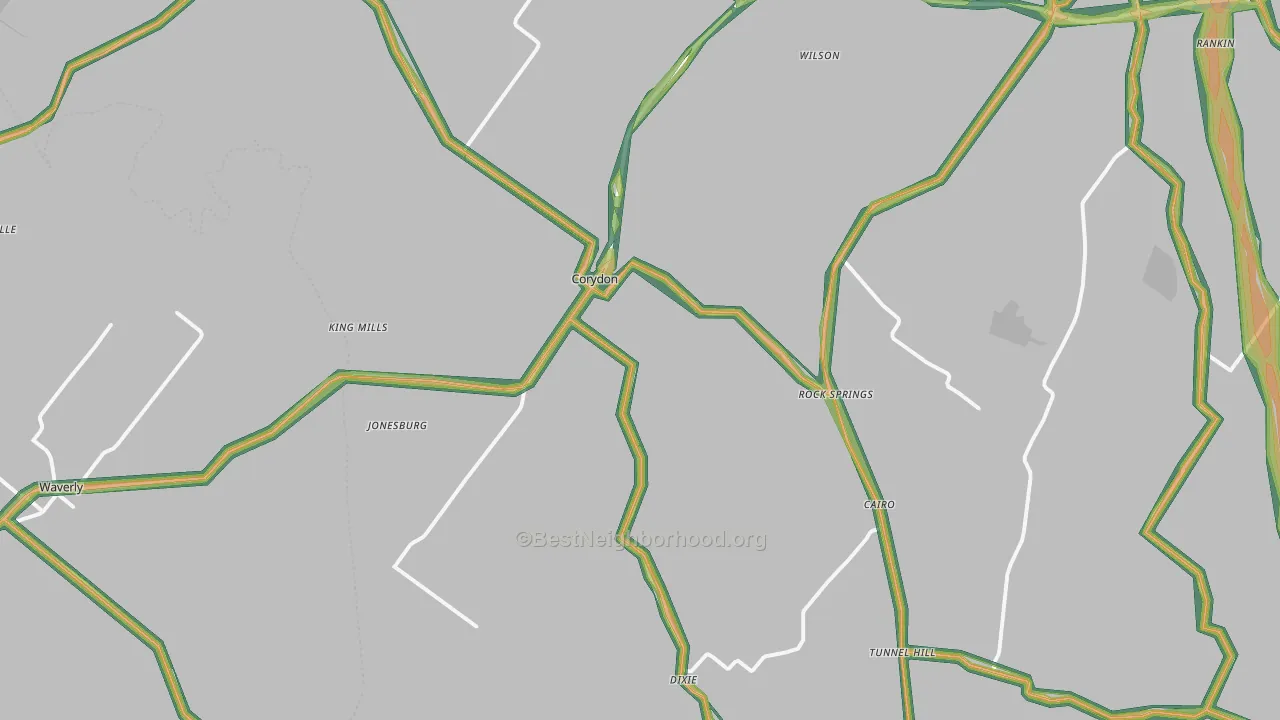 Corydon, KY Map of Noise Levels in Corydon