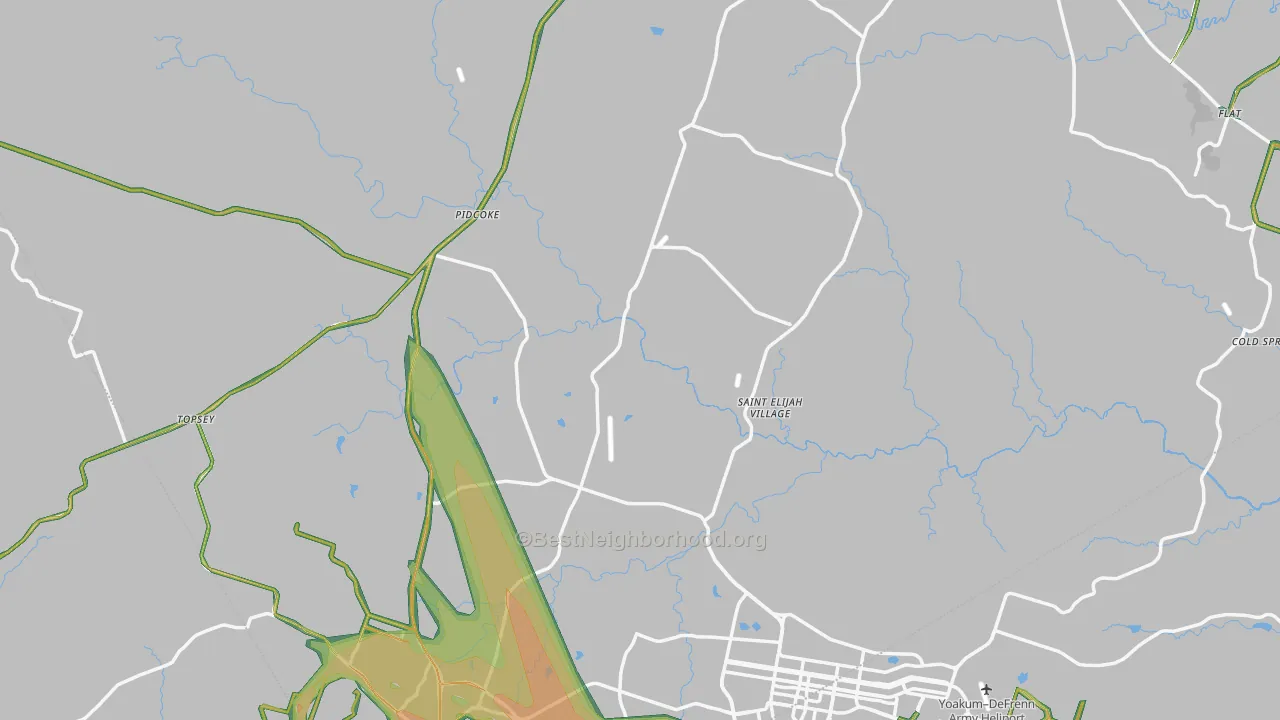 Coryell County, TX Map of Noise Levels in Coryell County