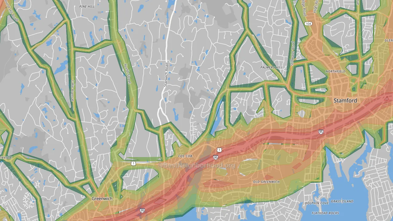 Cos Cob, CT Map of Noise Levels in Cos Cob