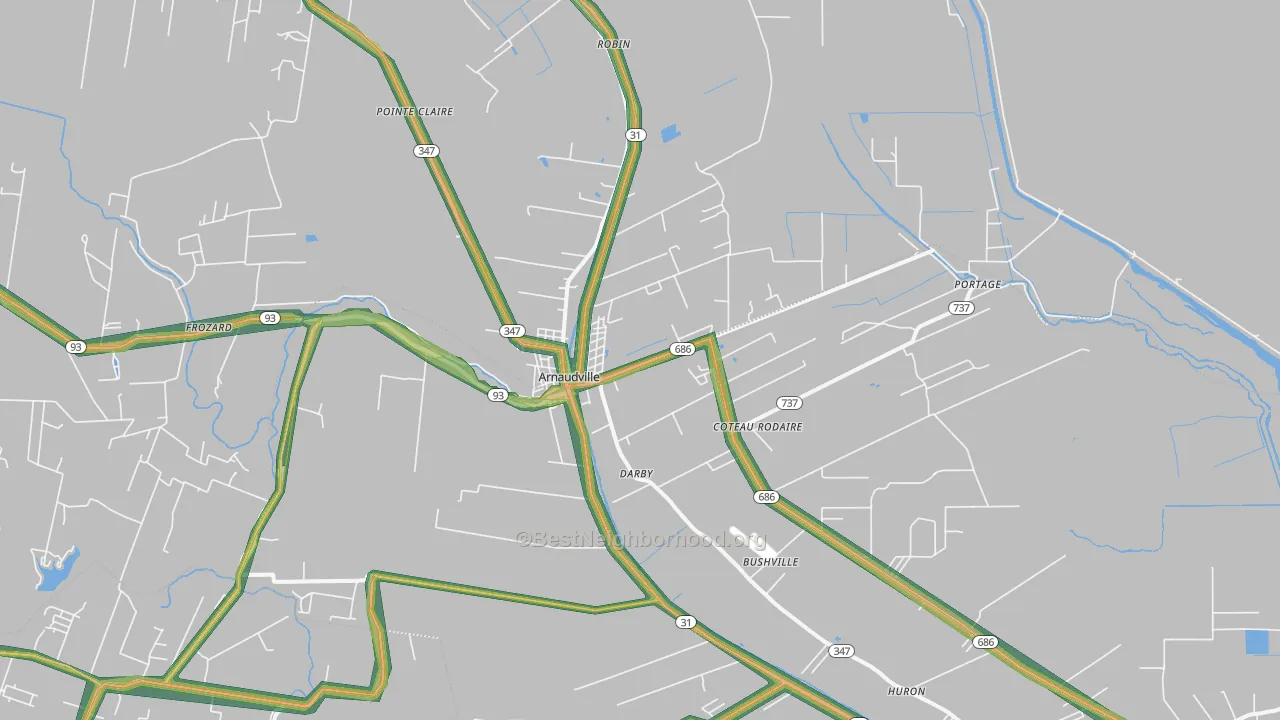 Coteau Rodaire, LA Map of Noise Levels in Coteau Rodaire
