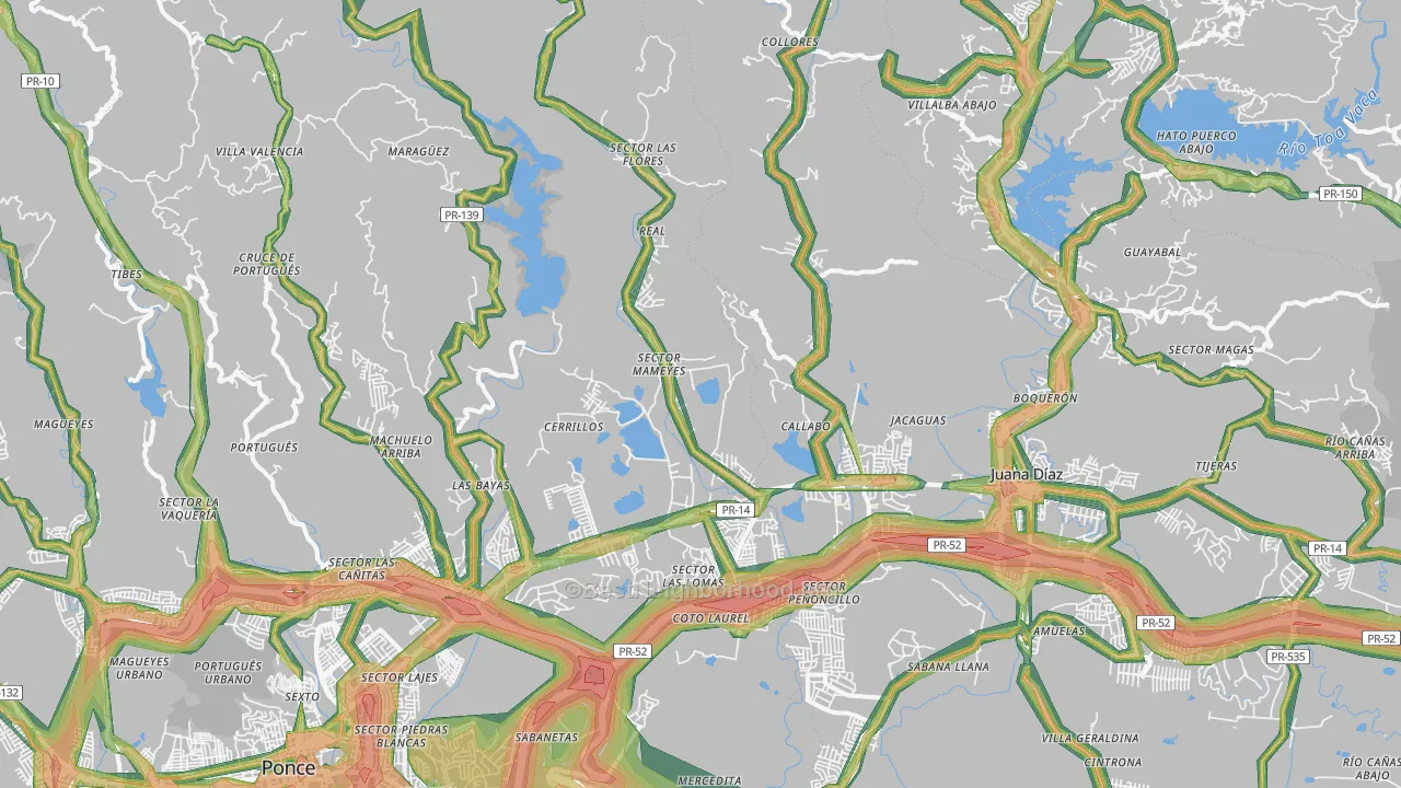 Coto Laurel, PR Map of Noise Levels in Coto Laurel