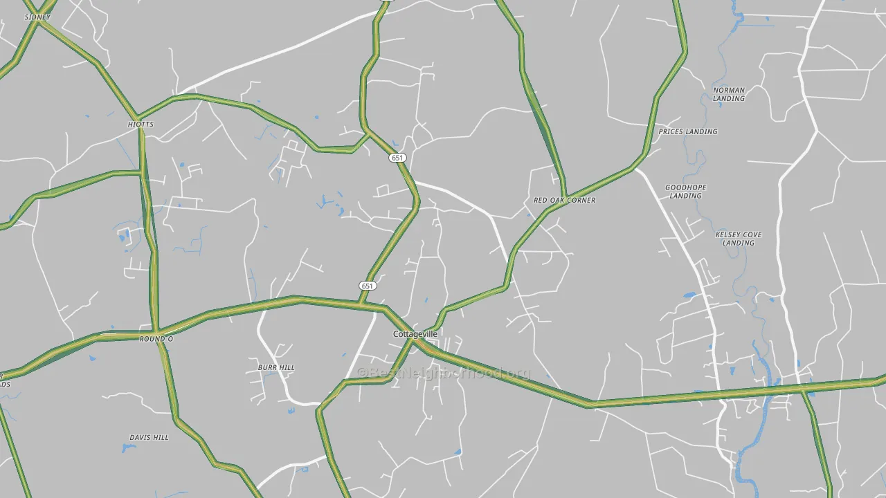 Cottageville, SC Map of Noise Levels in Cottageville