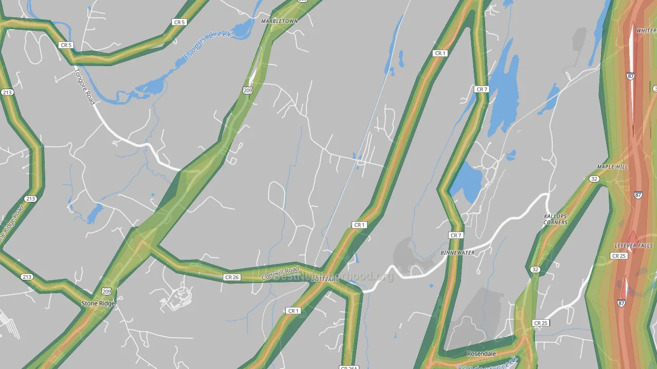 Cottekill, NY Map of Noise Levels in Cottekill